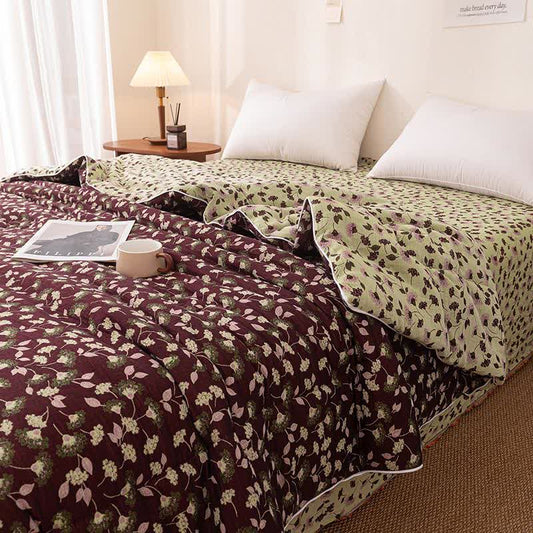 Botanical Leaf Cotton Gauze Jacquard Quilt - image 0