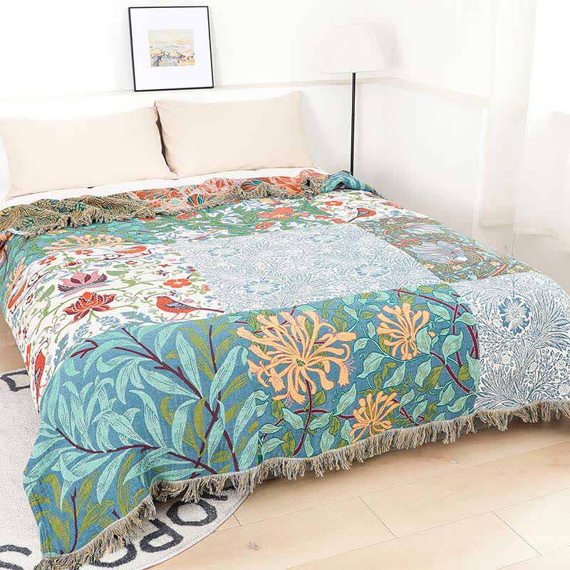 Floral Patchwork Natural Cotton Gauze Quilt - Queen - image 0