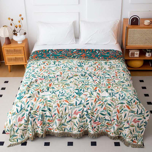 Fresh Leaf Natural Cotton Gauze Quilt - Queen - image 0