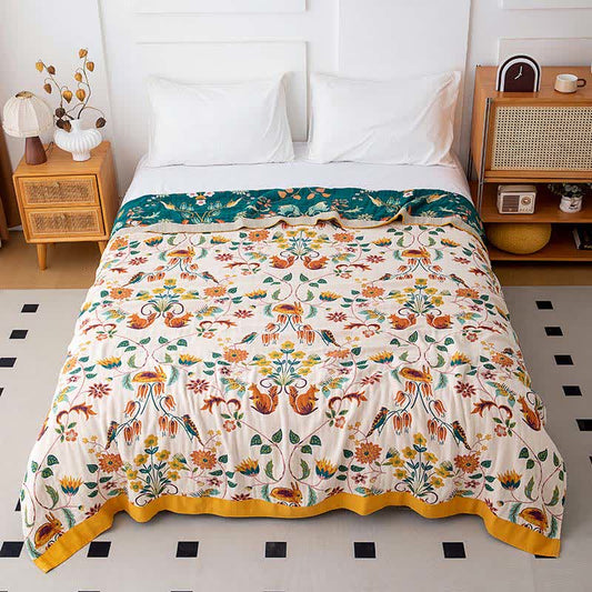 Forest Squirrel Rabbit Natural Cotton Quilt - Queen - image 0