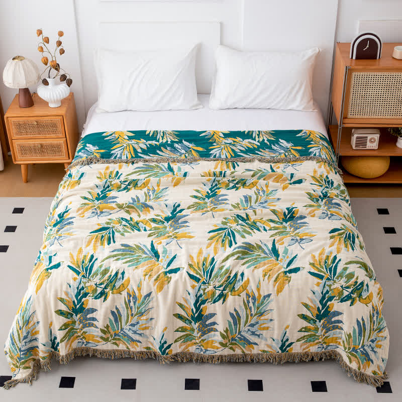 Gradient leaf Natural Cotton Gauze Quilt - Queen - image 0