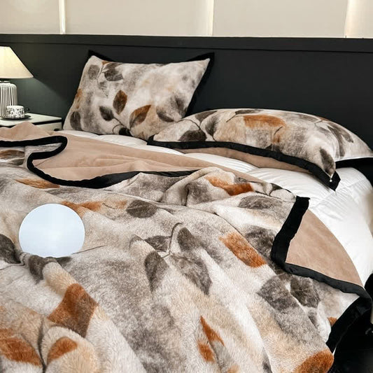 Leaf Print Reversible Throw Blanket - Queen - image 0