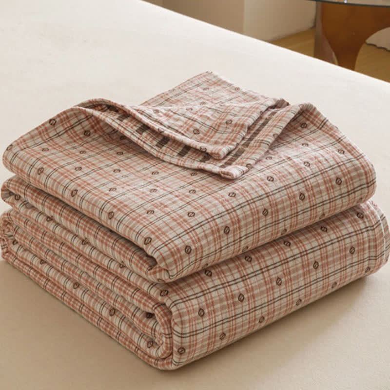 Triple Layer Plaid Cotton Muslin Quilt - image 6