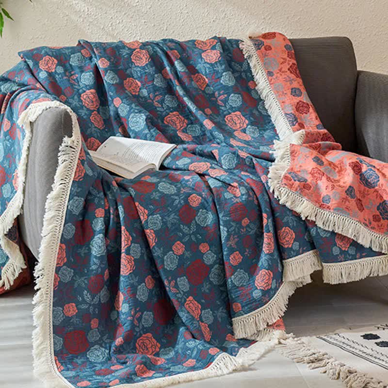 Rose Jacquard Cotton Linen Reversible Quilt - image 1