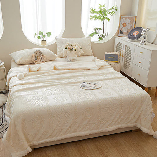 Camellia Textured Warm Throw Blanket - Beige - Queen - image 0