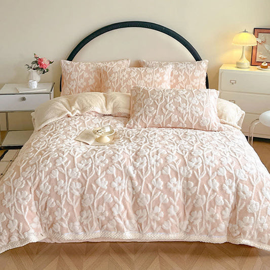 Floral Warm Duvet Cover Blanket - 2Pcs Pillowcases - Pink - 19" x 29" - image 0
