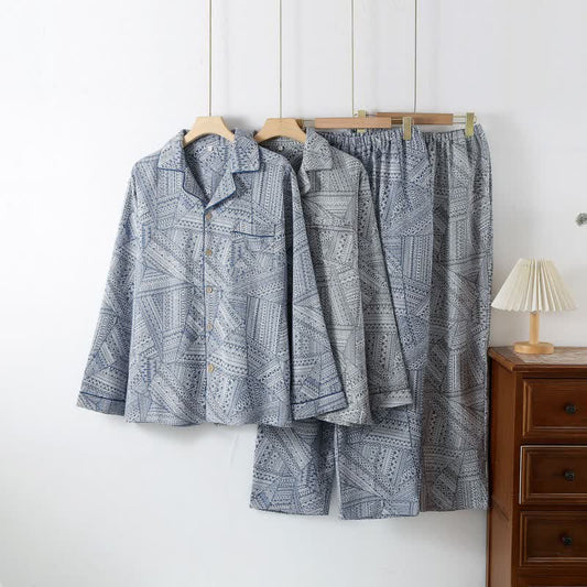 Geometric Pattern Cotton Gauze Loungewear Set - image 0