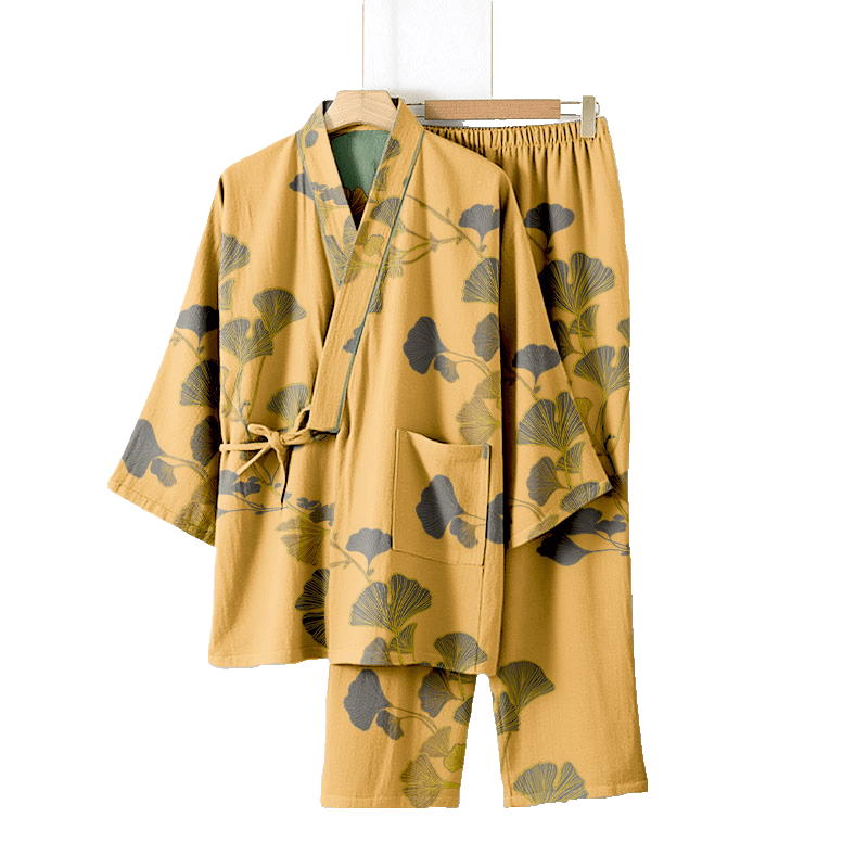 Large Ginkgo Leaf Cotton Kimono Pajamas - image 17