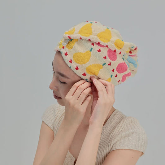 Cotton Rural Pear Hair Drying Towel Wrap - Beige - 2PCS - 9" x 21" - image 0