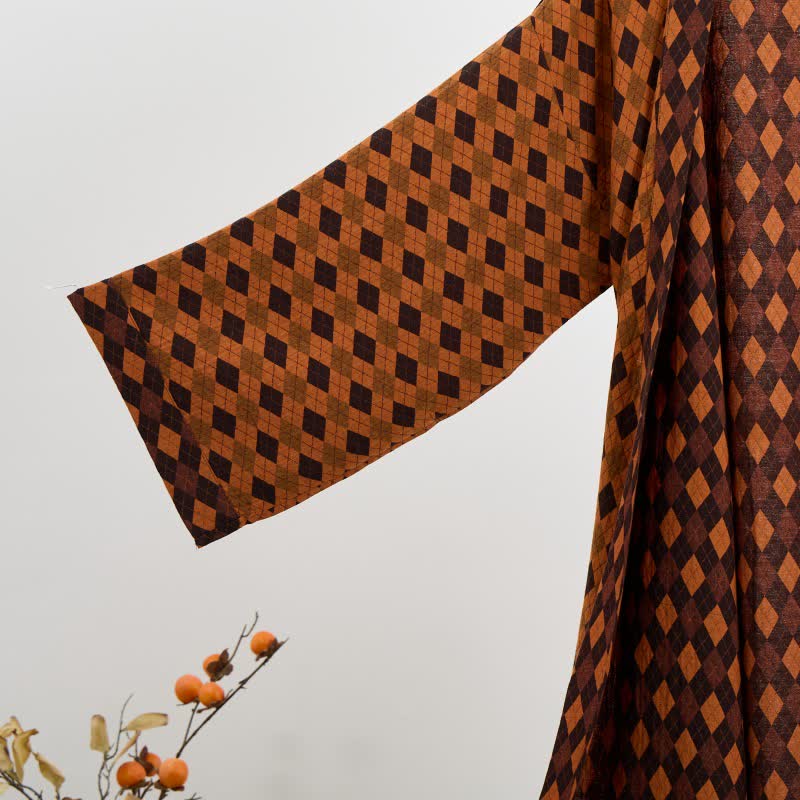 Diamond Plaid Cotton Gauze Kimono Robe - image 10