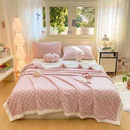 Pink Polka Dot Warm Throw Blanket - Queen - image 0
