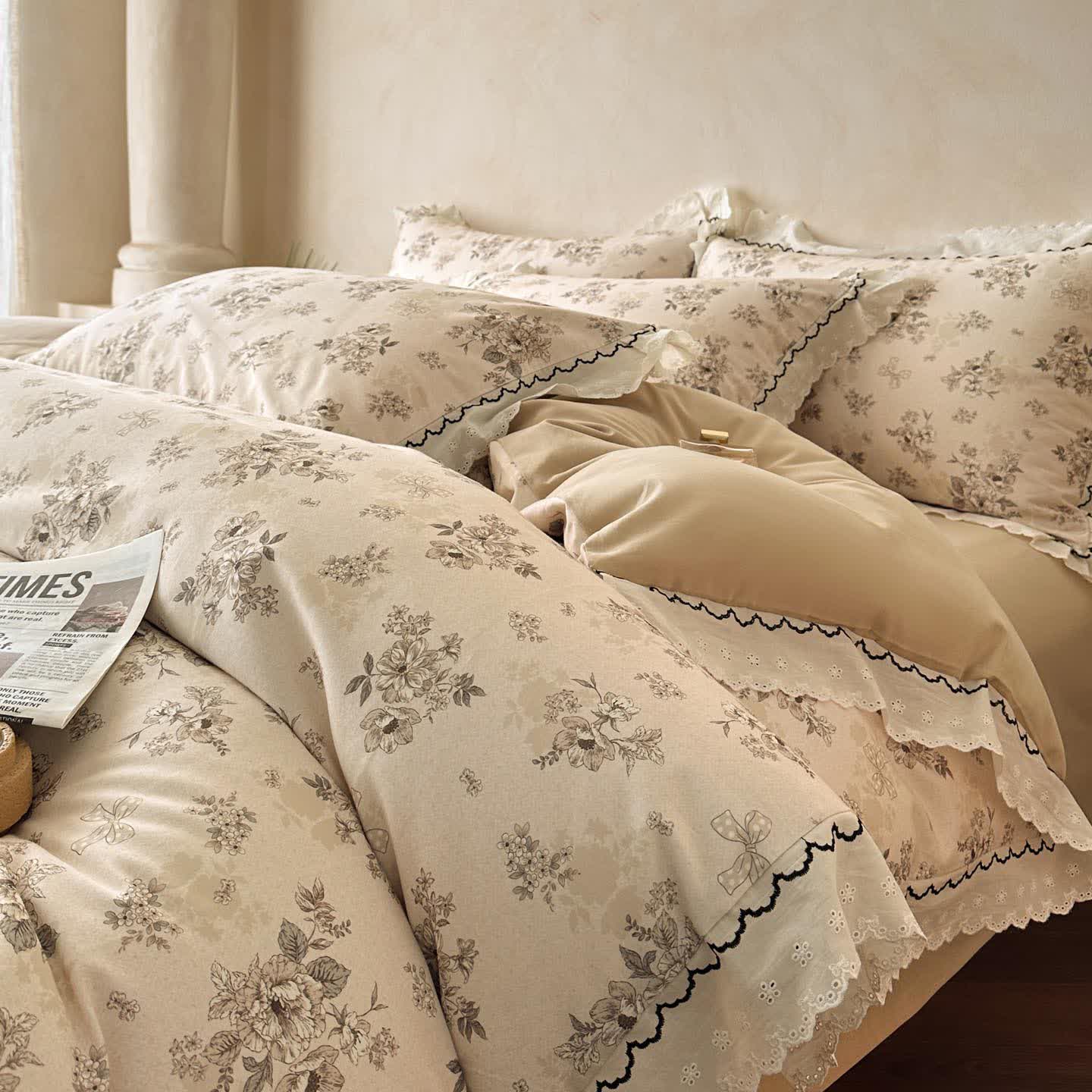 Ruffled Floral Cotton Bedding Set - image 4