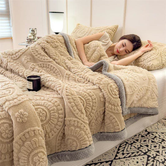 Circle Floral Embossed Plush Throw Blanket - image 0