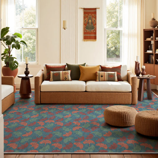 Foldable Rustic Ginkgo Leaf Anti-slip Area Rug - 61" x 96" - image 0