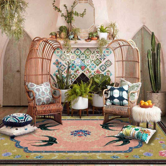 Vintage Oriental Swallow Anti-slip Area Rug - 61" x 96" - image 0