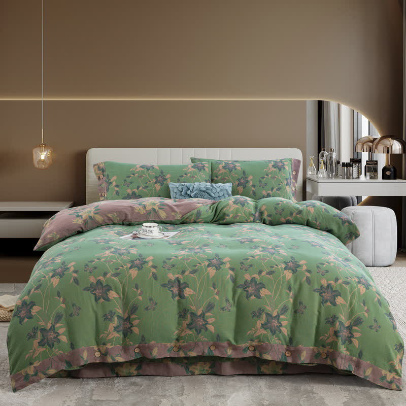 Elegant Lily Cotton Gauze Bedding Set (4PCS) - King - image 0