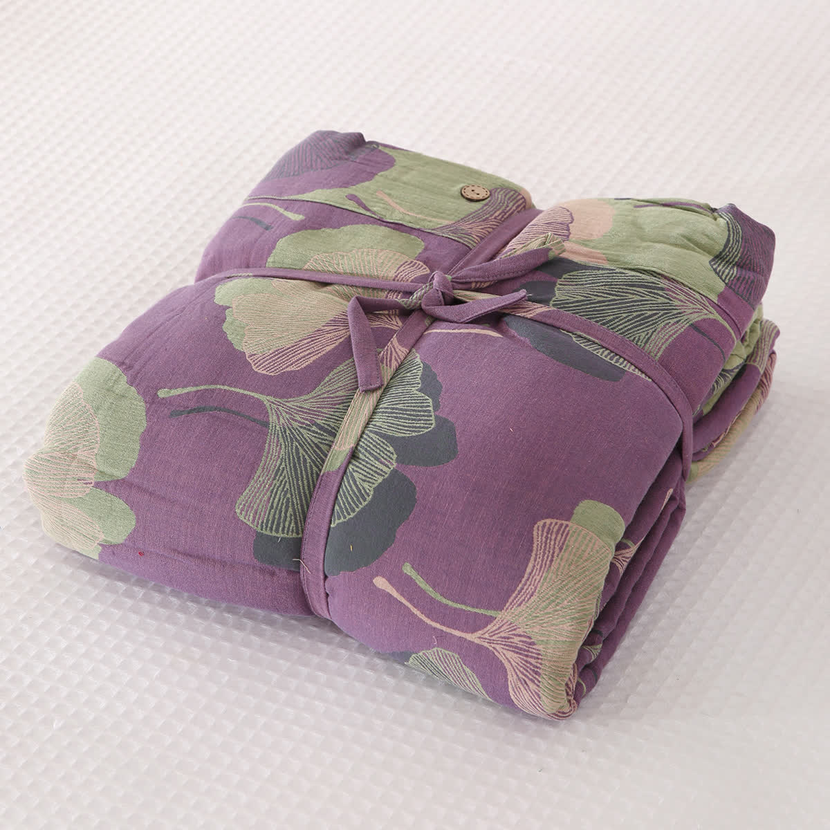 Natural Ginkgo Leaf Cotton Sheet Coverlet - Dark Purple - 2PCS Pillowcases - 19" x 29" - image 6