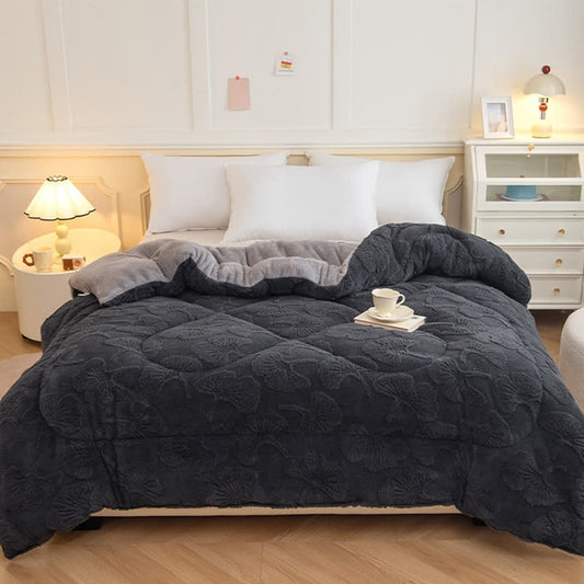 Ginkgo Leaf Jacquard Sherpa Reversible Blanket - image 0