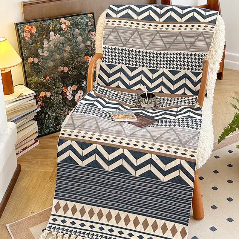 Geometric Tassel Cotton Linen Functional Mat - image 2