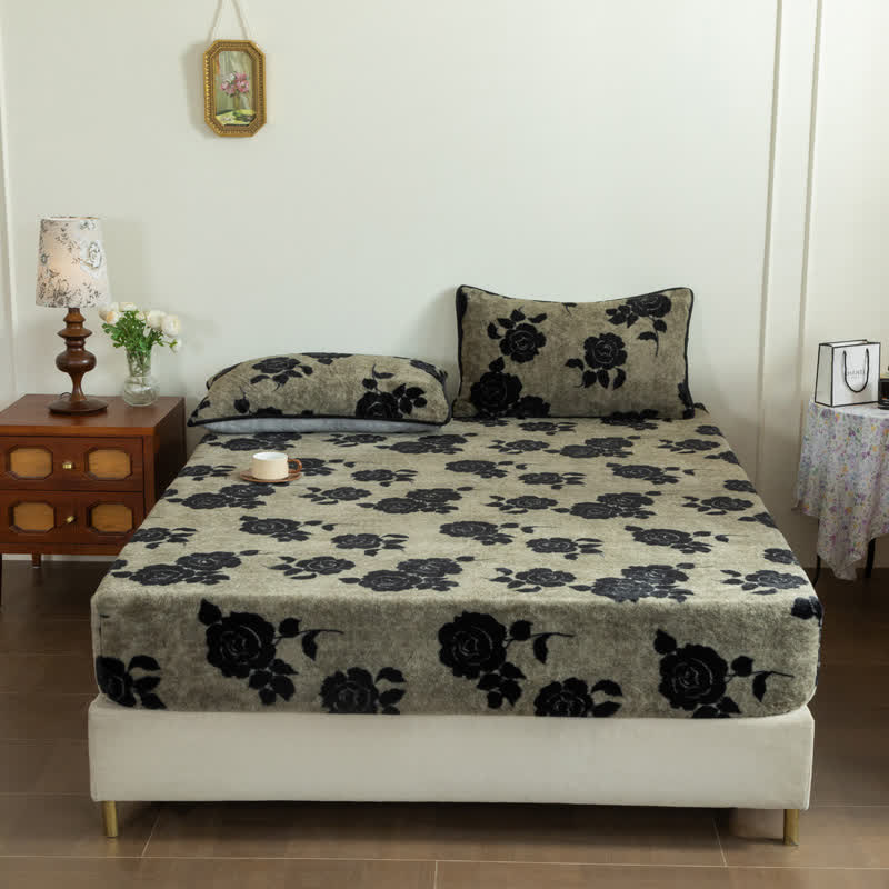 Rose Plush Fitted Sheet Blanket - Grey - Fitted Sheet - King - image 2