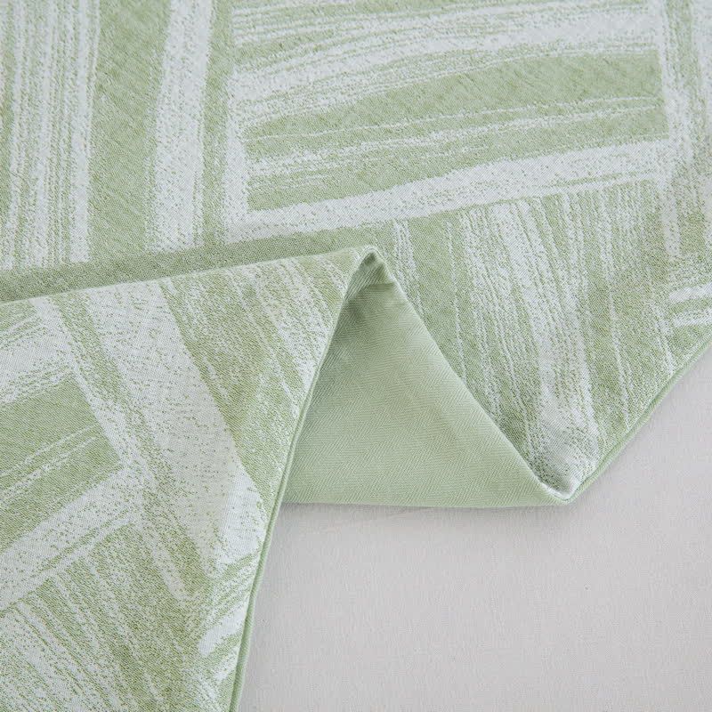 Green Herringbone Cotton Duvet Cover Set(3PCS) - image 7