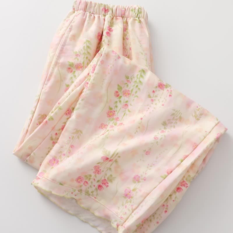 Pink Rose Cotton Gauze Loungewear Set - image 4
