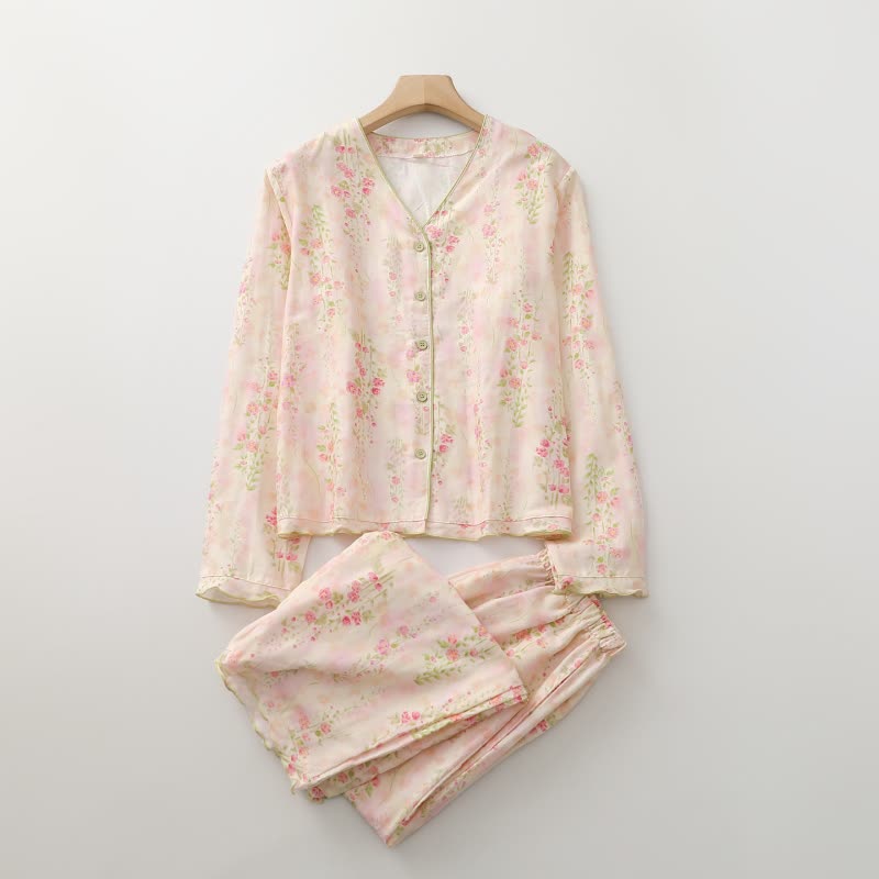 Pink Rose Cotton Gauze Loungewear Set - image 1