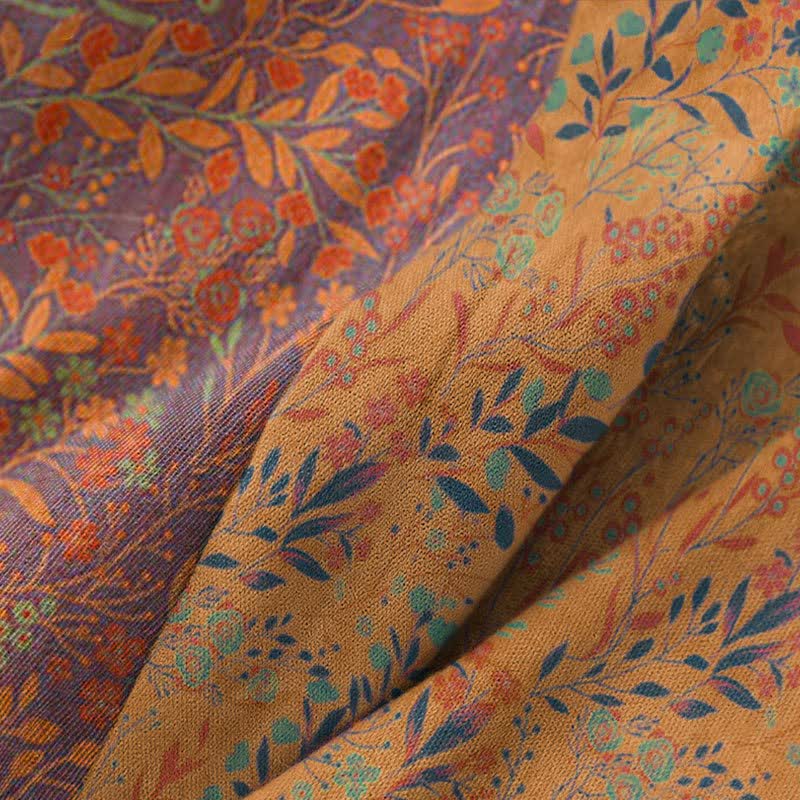 Vintage Leaf Cotton Gauze Kimono Robe - image 8