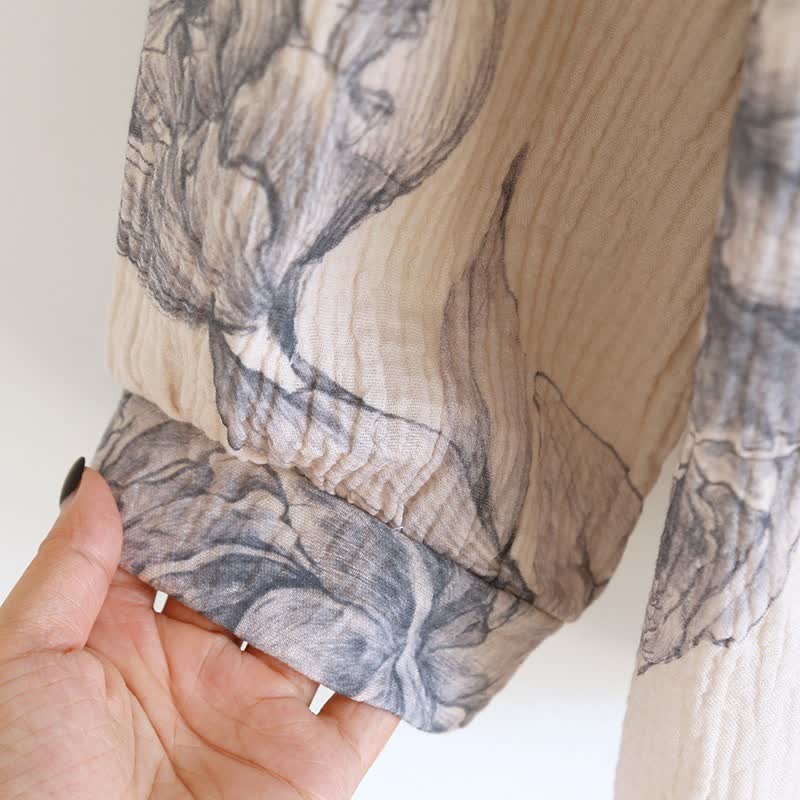 Oriental Butterfly Floral Cotton Loungewear Set - image 9