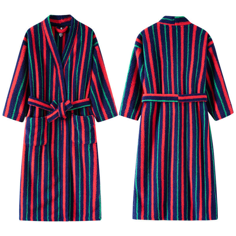 Color Block Striped Plush Robe - image 3