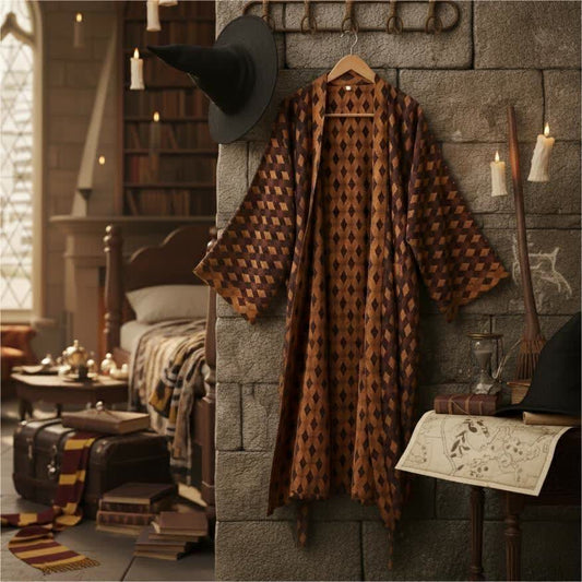 Diamond Plaid Cotton Gauze Kimono Robe - image 0