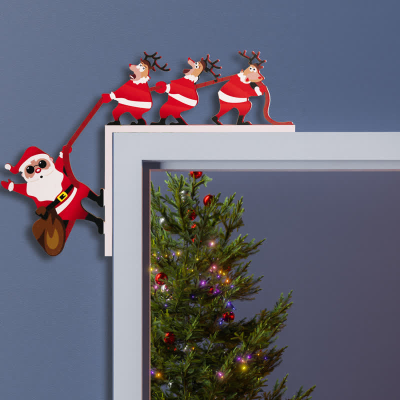 Halloween Santa & Reindeer Door Corner Decoration - image 1
