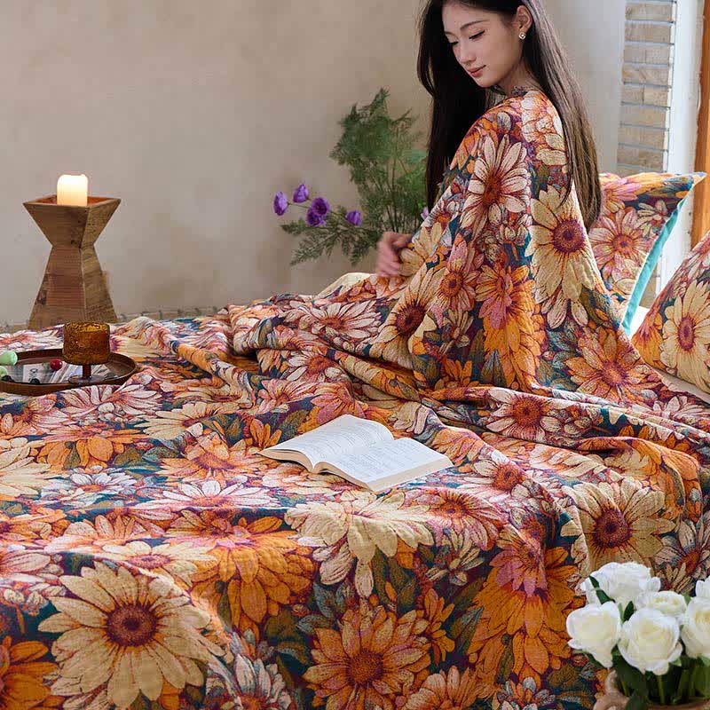 Ownkoti Blooming Sunflower Cotton Tassel Blanket - image 4