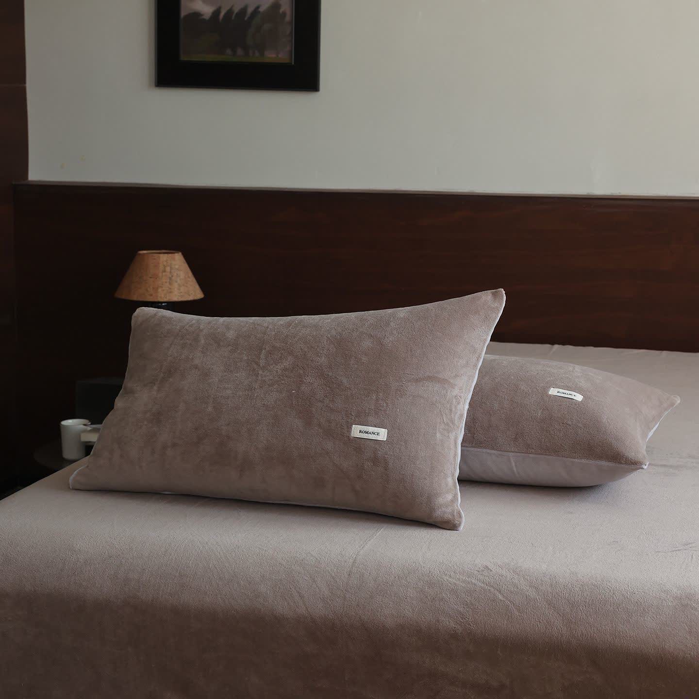 Ownkoti Solid Color Warm Fluffy Coverlet - Coffee - 2PCS Pillowcases - 19" x 29" - image 12