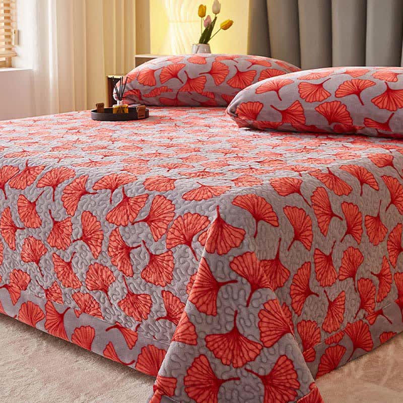 Ownkoti Ginkgo Leaf Quilted Plush Coverlet - image 4