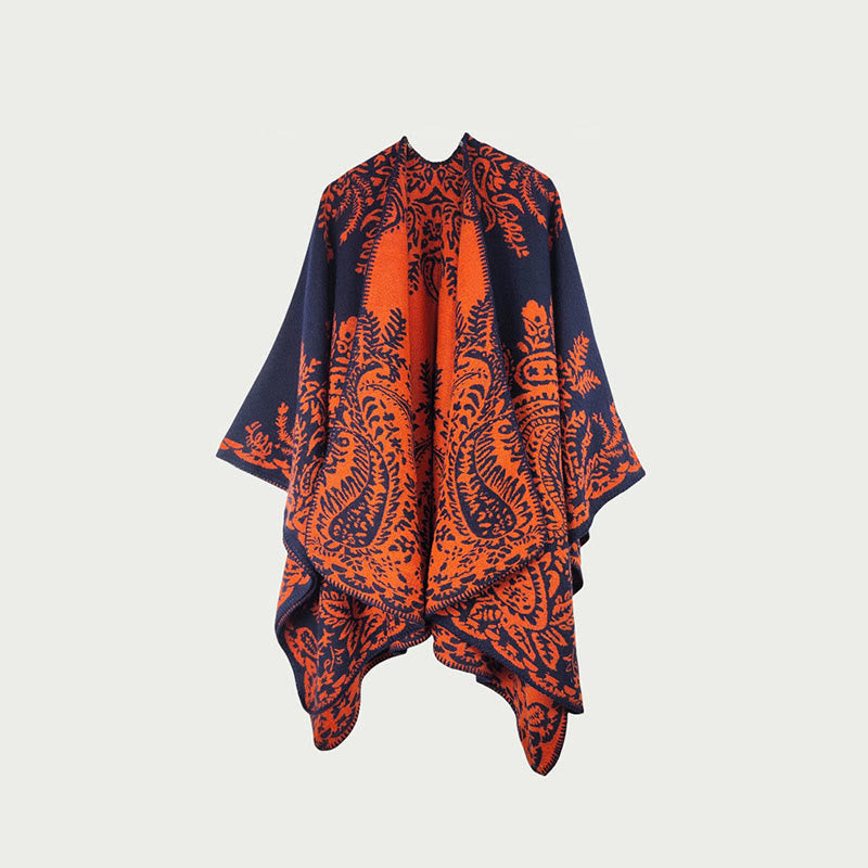 Vintage Double-Sided Shawl Cape - F - 59" x 47" - image 5