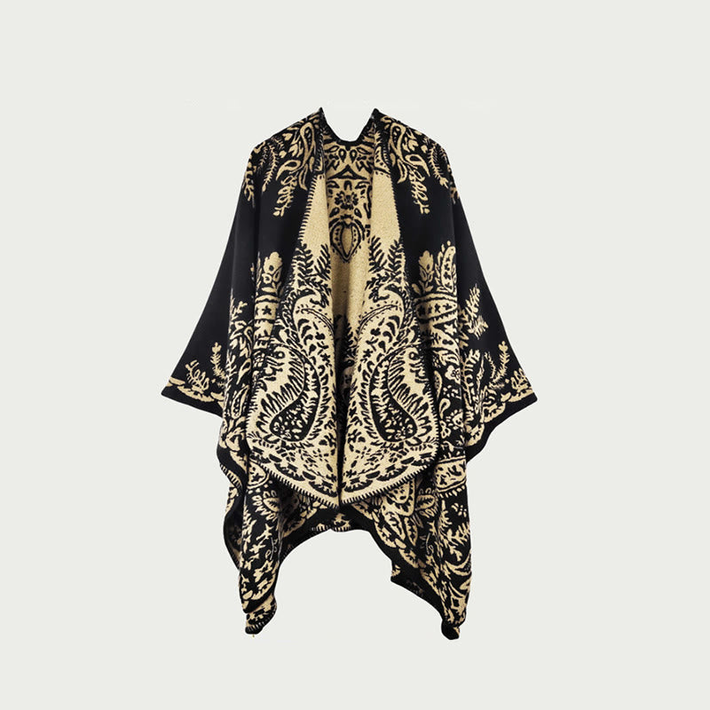 Vintage Double-Sided Shawl Cape - G - 59" x 47" - image 6