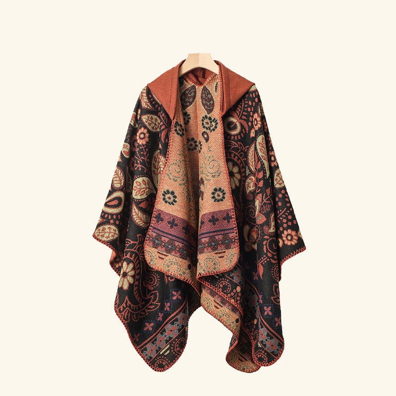 Vintage Paisley Hooded Cape Shawl - image 8