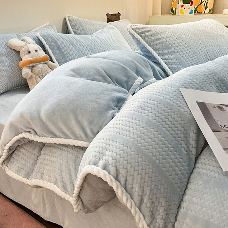 Luxury Fleece Winter Bedding Set (4PCS) - Blue - Duvet Cover - King - image 15