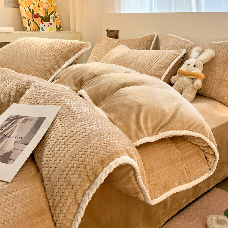 Luxury Fleece Winter Bedding Set (4PCS) - Coffee - Duvet Cover - King - image 27