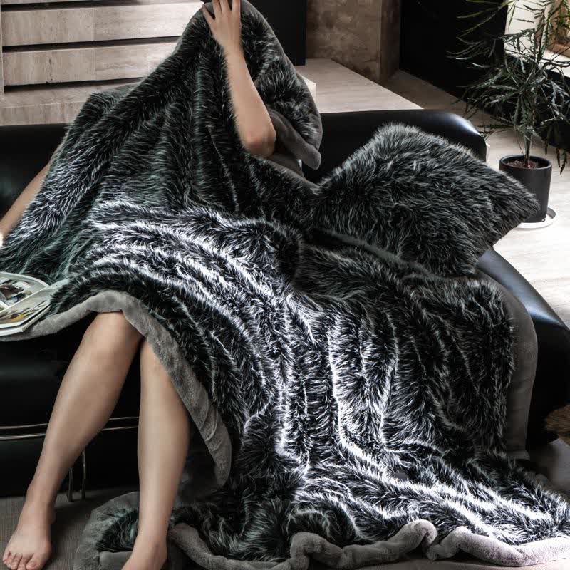 Ownkoti Luxury Faux Fur Throw Blanket - Black - Queen - image 16