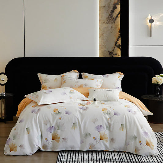 Ownkoti Elegant Ginkgo Brushed Cotton Bedding Set(4PCS) - White - King - image 0