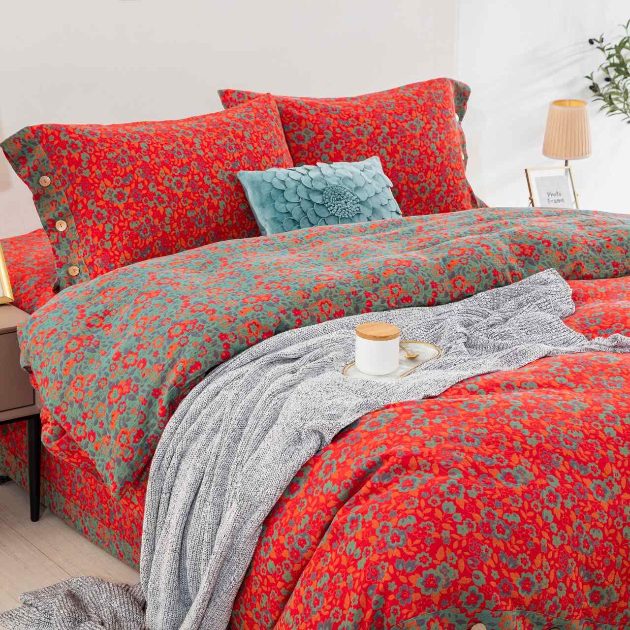 Ownkoti Floral Blossom Pure Cotton Gauze Bedding(4PCS) - image 1