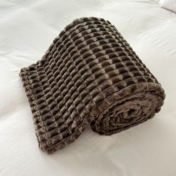 Plaid Thick Warm Throw Blanket - Light Brown - 79"W x 90"L - image 23
