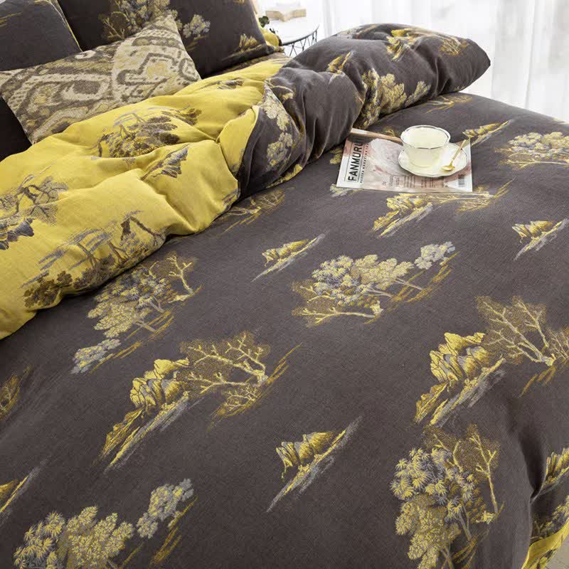 Landscape Print Cotton Gauze Jacquard Bedding Set(4pcs) - image 4