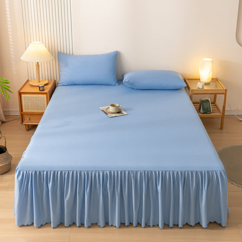 Ownkoti Solid Color Bed Skirt Sheet - Sky Blue - 2PCS Pillowcases - 19" x 29" - image 18