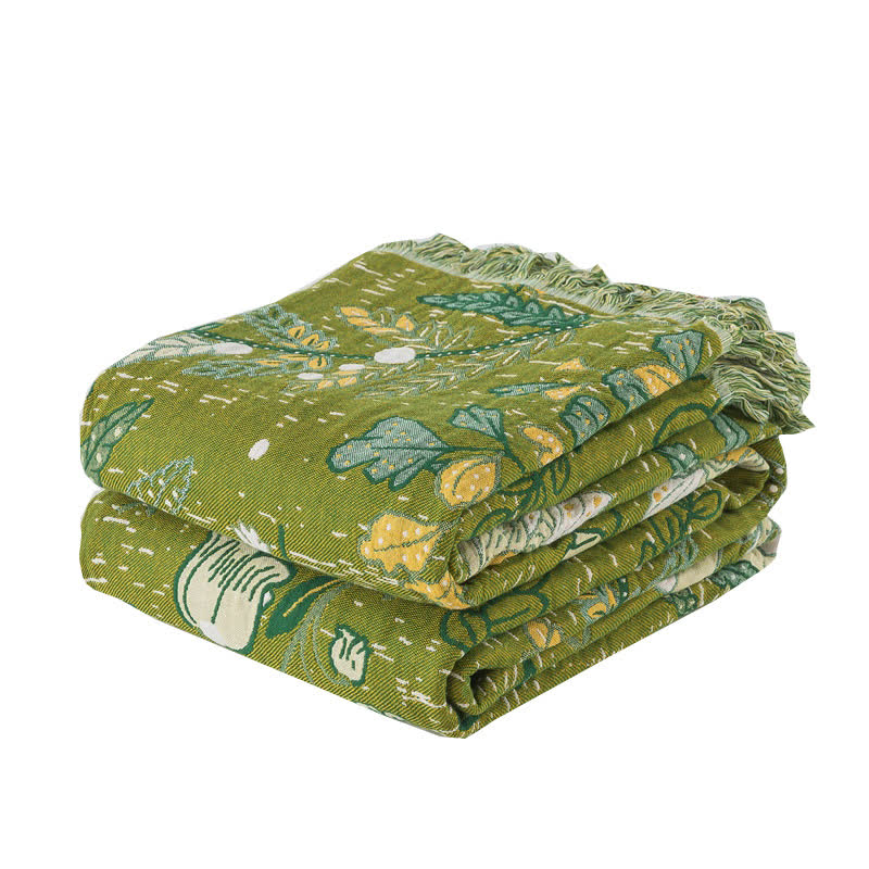 Ownkoti Green Leaf Floral Cotton Tassel Quilt - image 5