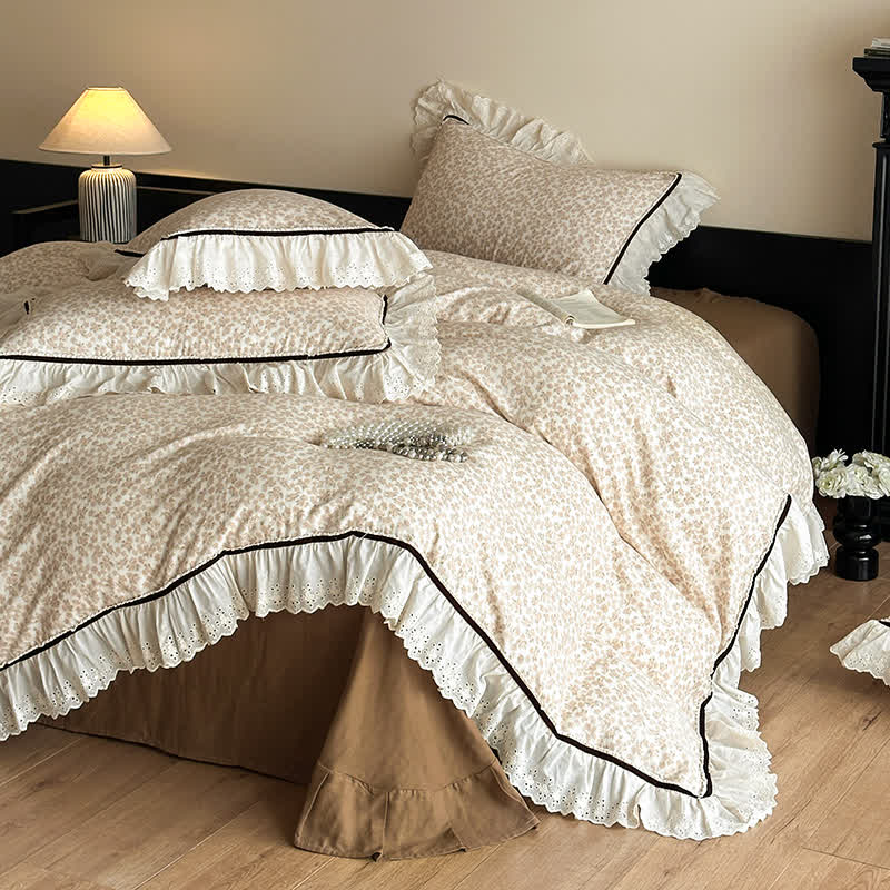 Ownkoti Elegant Floral Cotton Gauze Lace Bedding Set - D - King - image 3