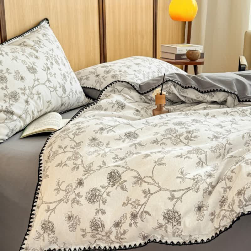 Elegant Floral Brushed Cotton Bedding Set - image 2