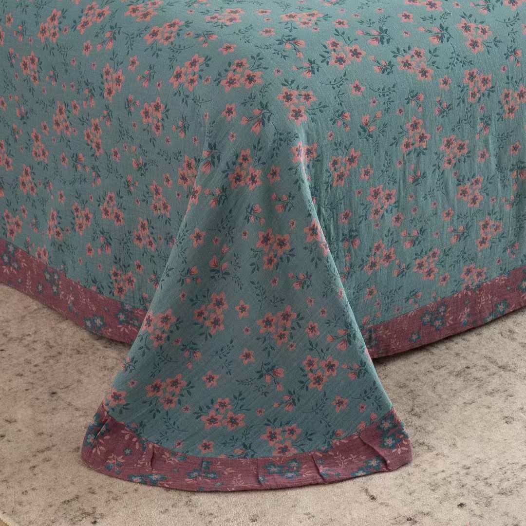 Rustic Floral Cotton Double Gauze Bedding Set(4PCS) - image 7
